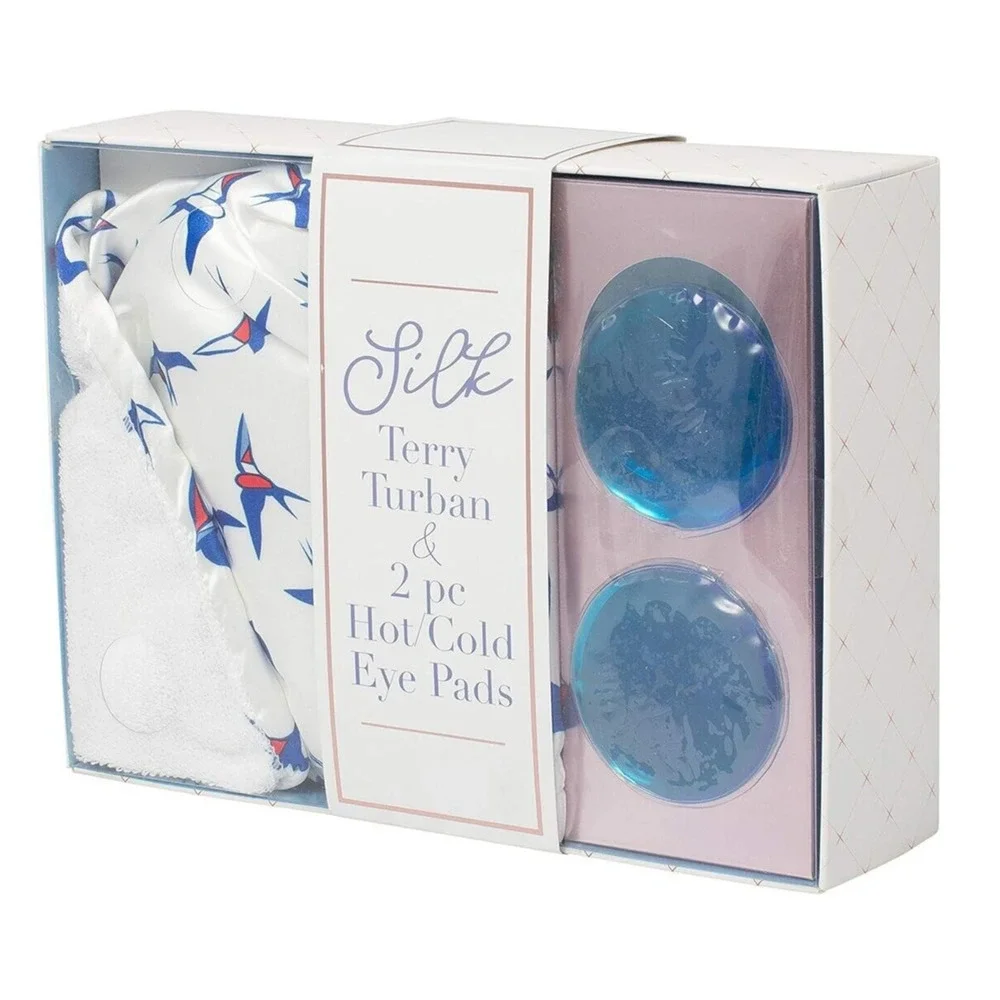 Tru Spa Silk Terry Turban & 2 Pc Hot/cold Eye Pads Spa Womens Set New